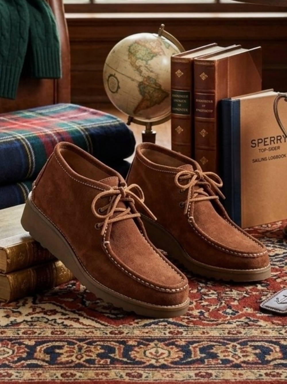 Sperry Top-Sider Womens Brown Tan Leather Lace-Up Wedge Oxford Heels 9.5M